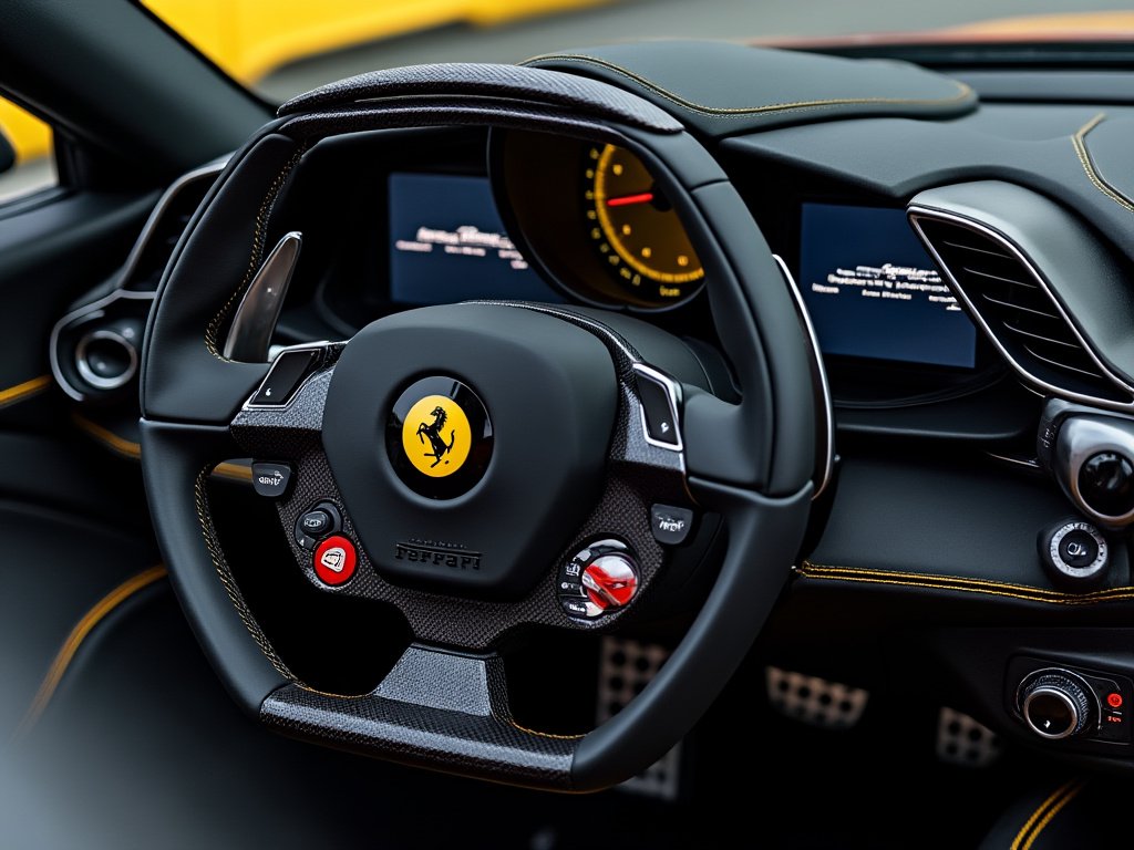 volant interieur  de la Ferrari 488 GTB