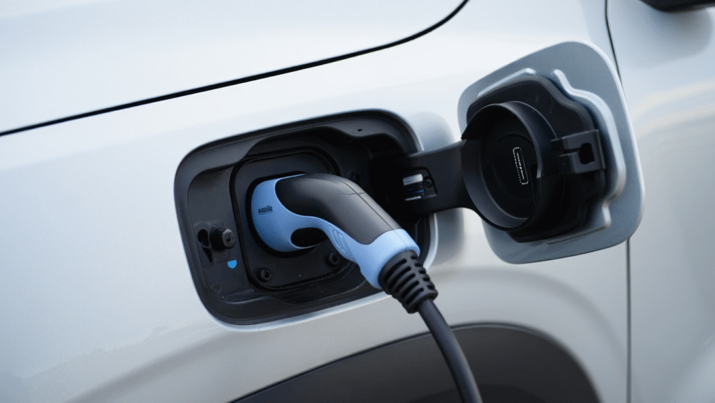 gros plan sur le cable de recharge d'une dacia spring