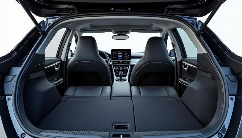 explorez l'intérieur spacieux et moderne de la nissan leaf dernière génération, avec un coffre généreux offrant une grande capacité de rangement. découvrez le confort, la technologie avancée et le design réfléchi qui font de cette voiture électrique un choix idéal pour vos trajets quotidiens.