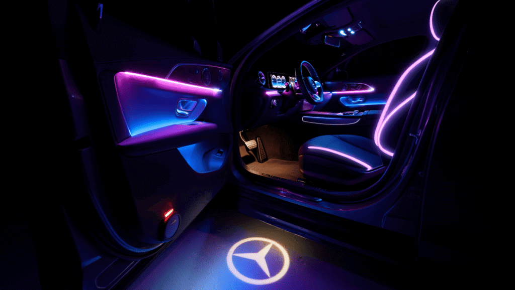 installation du logo led mercedes