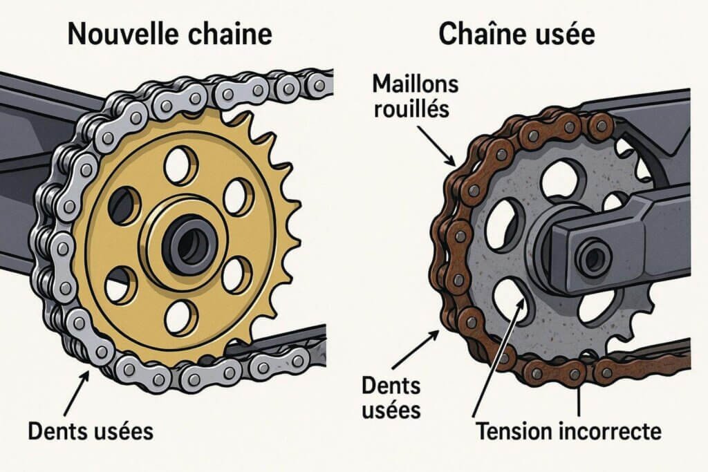 chaine nouvelle  vs chaine usée