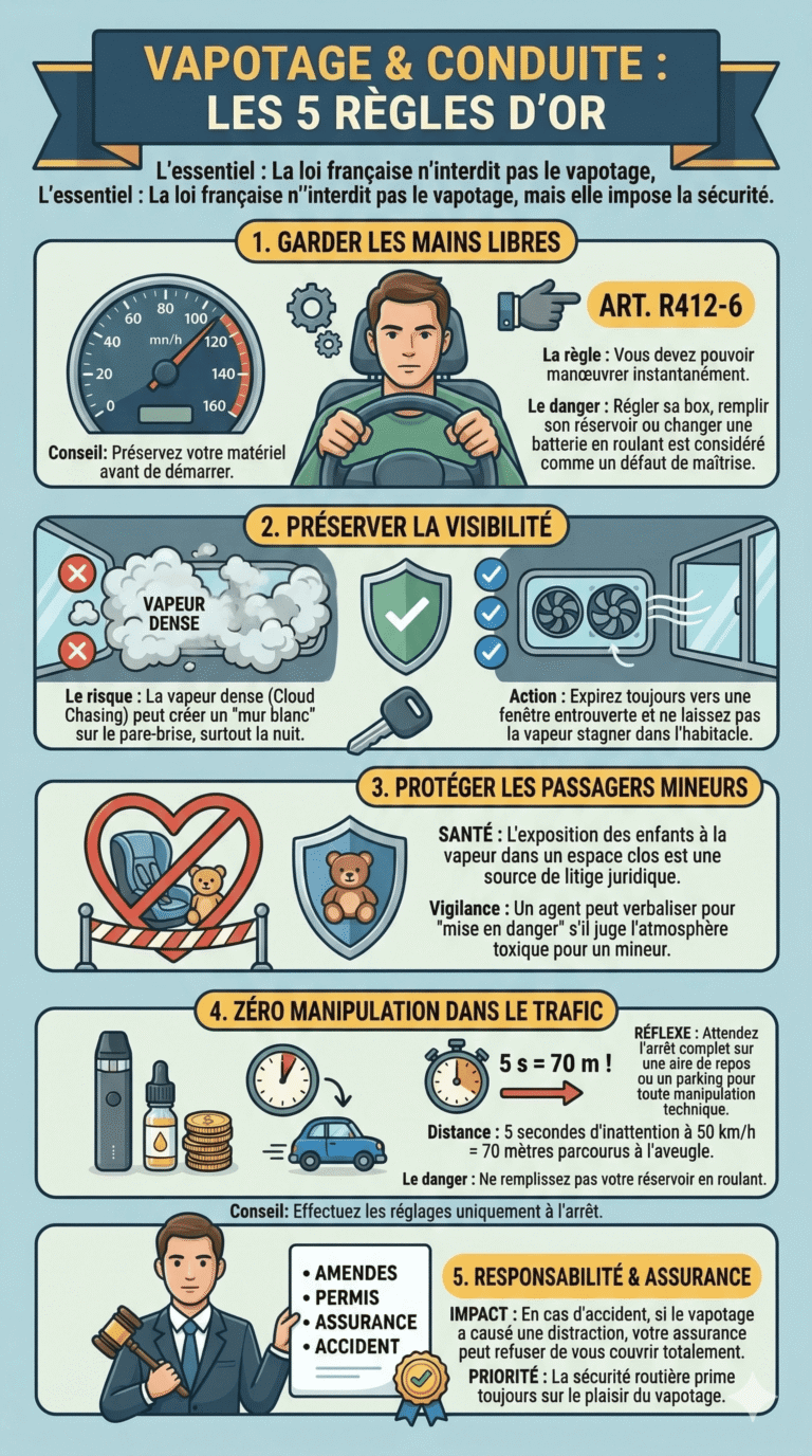 5 règles à connaître pour le vapotage au volant