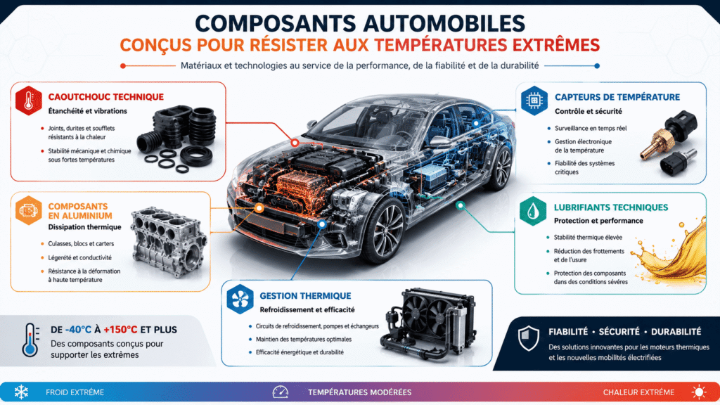 Les composants automobiles doivent conserver leurs performances malgré des contraintes thermiques particulièrement élevées.